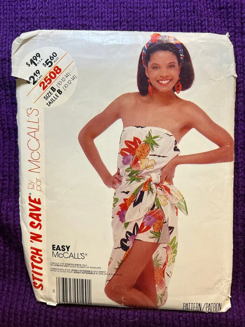 McCalls 2508 sewing pattern romper wrap skirt 1980s size 10 12 14